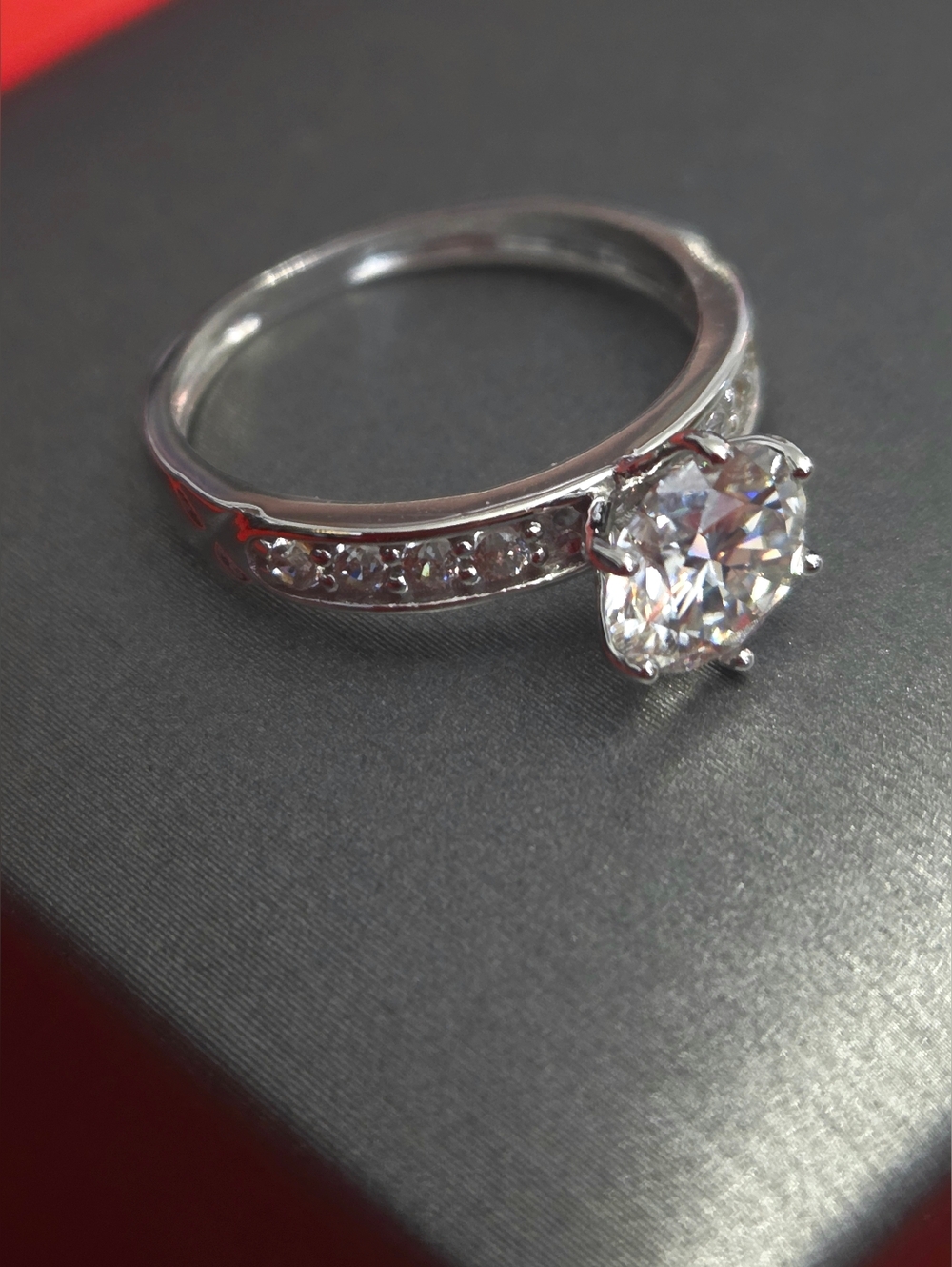 Real White Gold 10K. D Color.  Moissanite stone 1.2 CT. 7mm. Wedding, Engagement